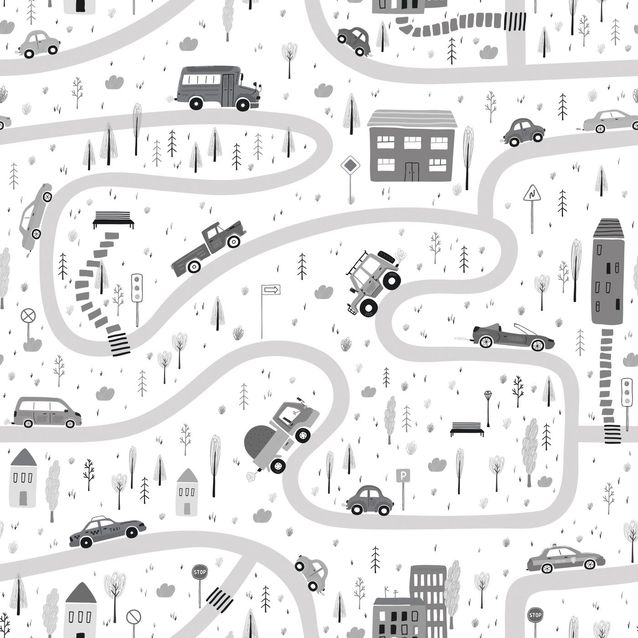 Lastenhuoneen tapetti Kids Walls 45846, vinyylipinta, harmaa