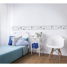 Lastenhuoneen boordi Kids Walls 45851, vinyylipinta, 0.18x5m, avaruus, harmaa