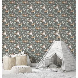 Lastenhuoneen tapetti Kids Walls 45870, vinyylipinta, metsä, ruskea
