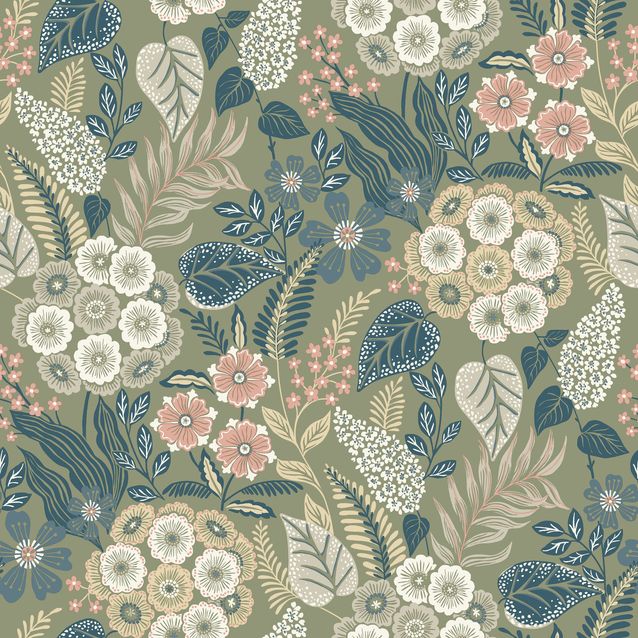 Tapetti Grandeco Karuna A76601-A76603, non-woven, kukka, kasvi, vintage, vinyylipinta, eri värejä