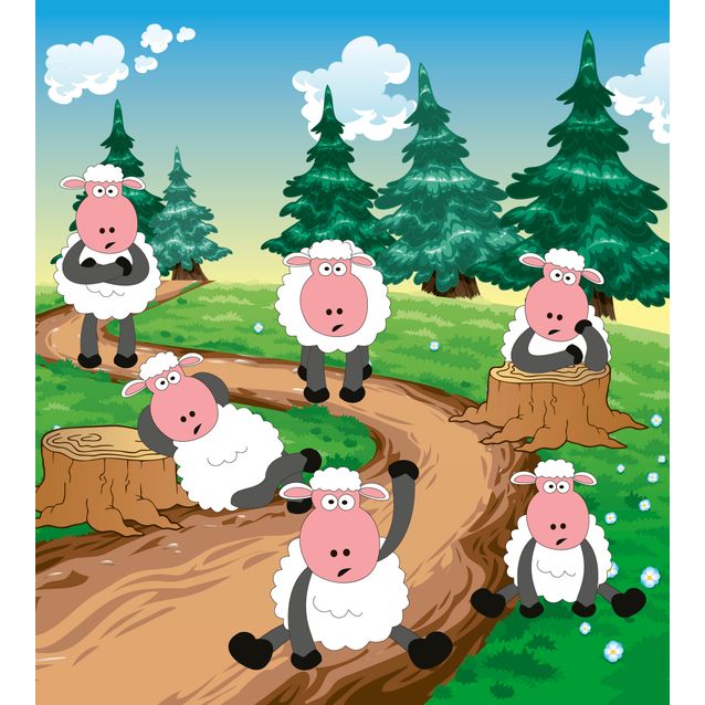 Lastenhuoneen tapetti Dimex Sheep, 225x250cm