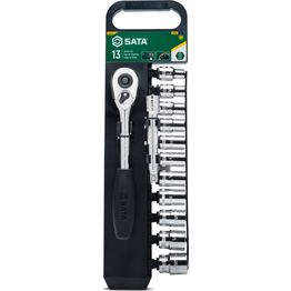 Hylsysarja telineessä Sata 1/2" 10-22 mm 13 osaa