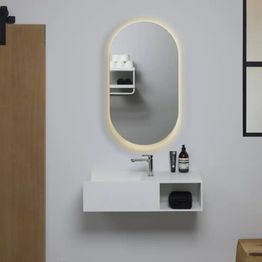 Peilikaappi LED-valolla Loevschall ovaali 500x900mm 3000K musta
