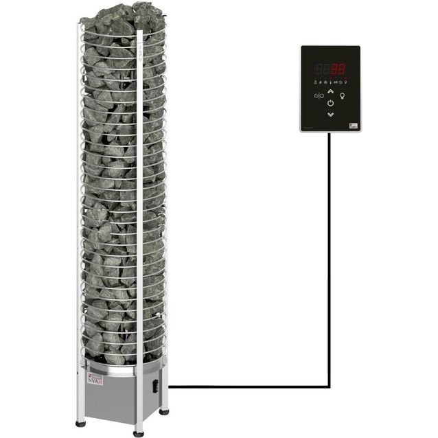 Sähkökiuas SAWO Tower Round Ni2, 4,5kW (3-6m³), erillinen ohjauskeskus