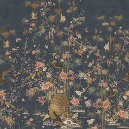 Mittatilaustapetti Sandberg Chinoiserie Garden, Dark Blue, sininen (S10416)