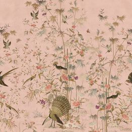 Mittatilaustapetti Sandberg Chinoiserie Garden, Pink, vaaleanpunainen (S10417)