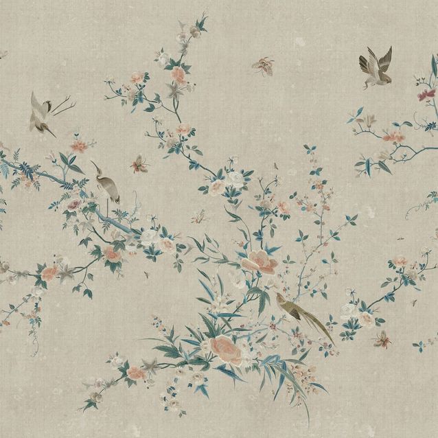 Mittatilaustapetti Bloom, Gray, harmaa (S10426)