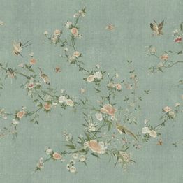 Mittatilaustapetti Sandberg Bloom, Teal (S10427)