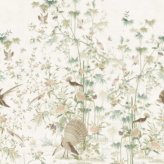Mittatilaustapetti Chinoiserie Garden, Light Green, vihreä (S10543)