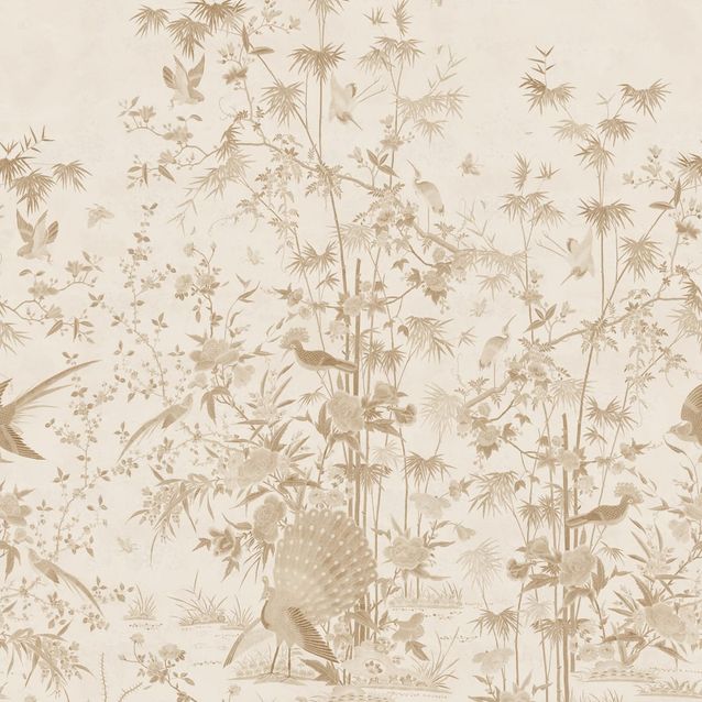 Mittatilaustapetti Chinoiserie Garden, Beige, beige (S10544)