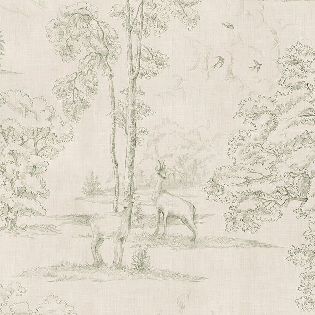 Mittatilaustapetti Montfort Mural, Olive Green, vihreä (S10742)