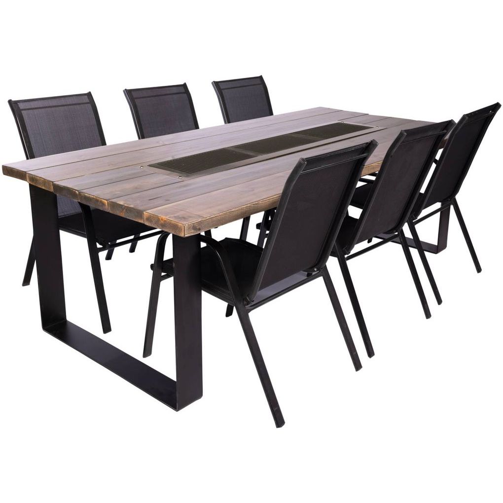 Grillipöytä SocialBBQ 6 + 2 hengelle, 228x113cm, ruskea R1