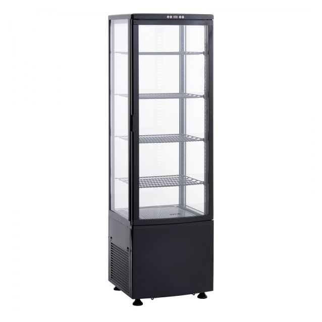 Jääkaappi lasiovella Scandomestic RTC237BE, 58cm, musta