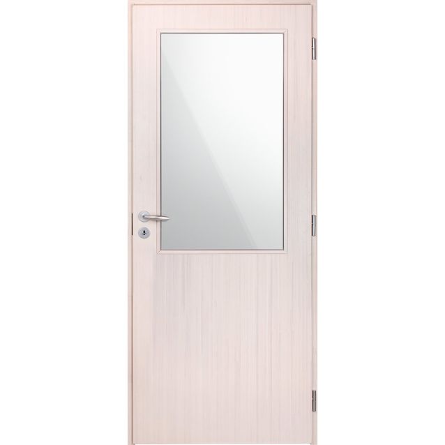 Massiivilaakaovi Skando FXML mittatilauksena keskikokoinen lasiaukko 650-990mm