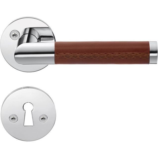 Väliovenpainike Beslagsboden Design B859KN avainkilvellä kiillotettu kromi/ruskea nahka