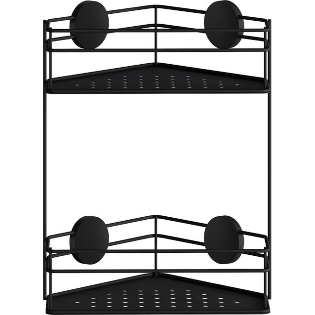 Suihkukori Beslagsboden BB1313, kaksoiskulmakori, tarrakiinitys, musta ruostumaton teräs