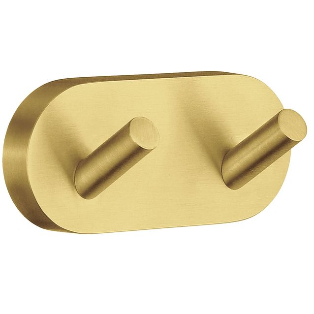 Kaksoispyyhekoukku Smedbo Home HV356, harjattu messinki