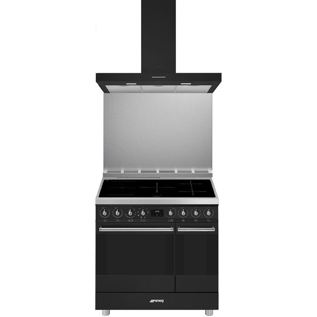Keittiöpaketti Smeg - CG92IANT9 induktioliesi, kaksoisuuni, roiskesuoja ja liesituuletin, 90 cm, antrasiitti