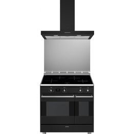 Keittiöpaketti Smeg - CG92IANT9 induktioliesi, roiskesuoja ja liesituuletin, 90 cm, antrasiitti