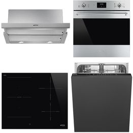 Keittiön kodinkonepaketti Smeg Classic, sis. uuni, induktioliesitaso, liesituuletin ja astianpesukone