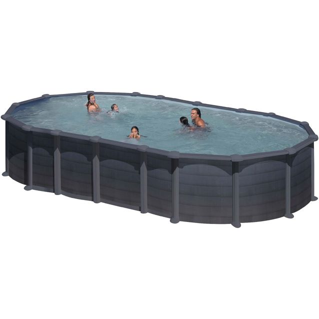 Uima-allas Gre by Swim & Fun, ovaalinmuotoinen, 730x375x132cm, grafiitinmusta