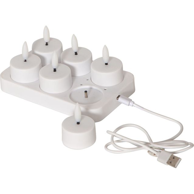 LED-tuikkukynttilät Star Trading Flamme Charge, ladattava, 6kpl/pkt