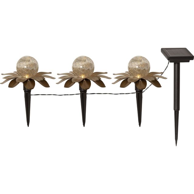 Aurinkokennokoristevalaisin Star Trading Lilly, 3-osainen, kulta