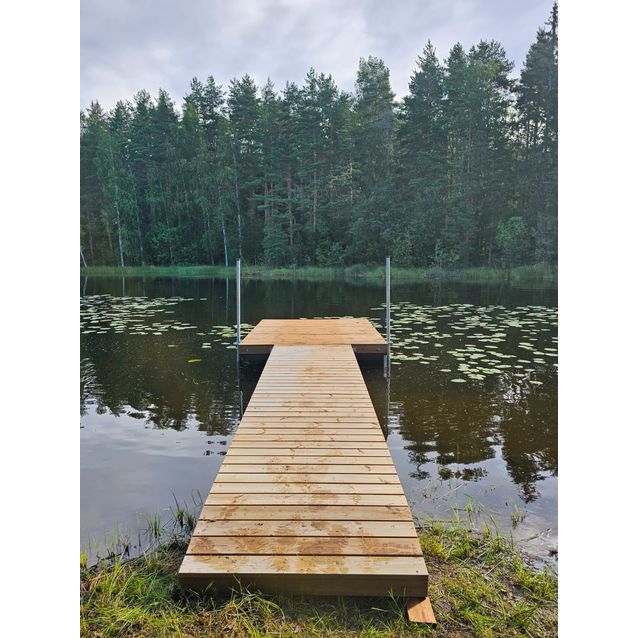 Laituri Savorak Sauna, kansi 2,35x3m + kävelysilta 1,2x5m, muoviponttonit 5x250l