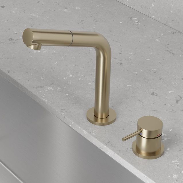 Keittiöhana Scandtap Steel Harmonized B2P, ulosvedettävällä juoksuputkella, Champagne