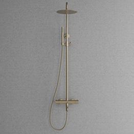 Sadesuihkusetti Scandtap Steel Pleasure 3, termostaattihanalla ja juoksuputkella, Champagne