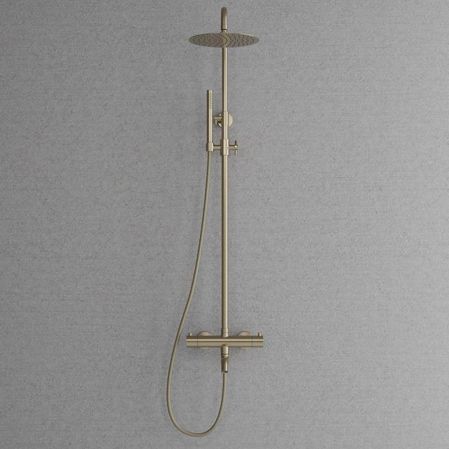 Sadesuihkusetti Scandtap Steel Pleasure 3, termostaattihanalla ja juoksuputkella, Champagne