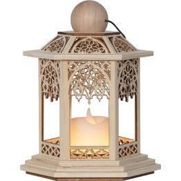 LED-lyhty Star Trading Lace 140x165x200mm puunvärinen