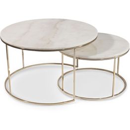 Sarjapöytä Stenexpo Monaco Ø80x45cm + Ø60x35cm marmori/metalli valkoinen