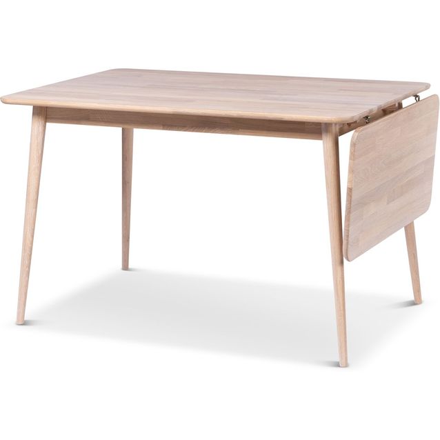 Ruokapöytä klaffilla Stenexpo Odense 120/160x80cm valkoöljytty tammi