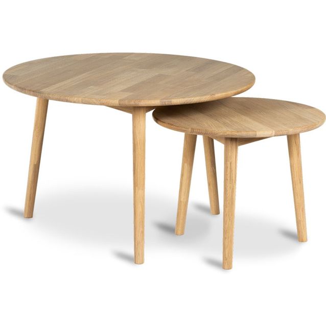 Sarjapöytä Stenexpo Koster Ø75x48cm + Ø50x40cm valkoöljytty tammi