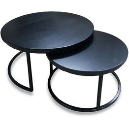 Sarjapöytä Stenexpo Edmonton Ø75x48cm + Ø58x41cm saarni mustapetsattu