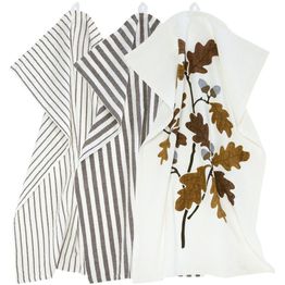 Keittiöpyyhe Svanefors Gaby, 47x70cm, 3kpl/pkt, valkoinen/ruskea 