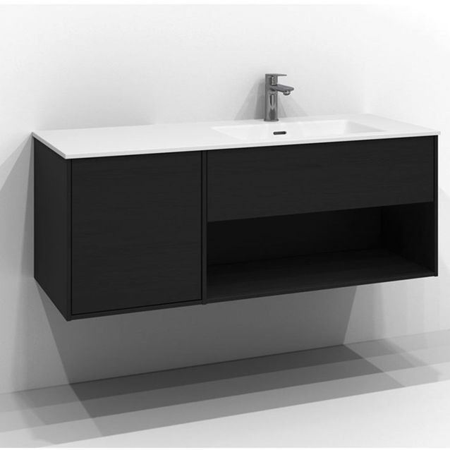 Allaskaappi Svedbergs Epos, 120x45 cm, oikea, 1+1 ltk, push open, musta saarni