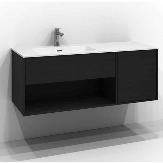 Allaskaappi Svedbergs Epos, 120x45 cm, vasen, 1+1 ltk, push open, musta saarni