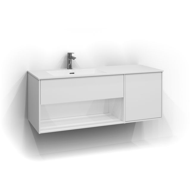 Allaskaappi Svedbergs Epos Sileä 120x45cm valkoinen 1+1 ltk avohylly vasen