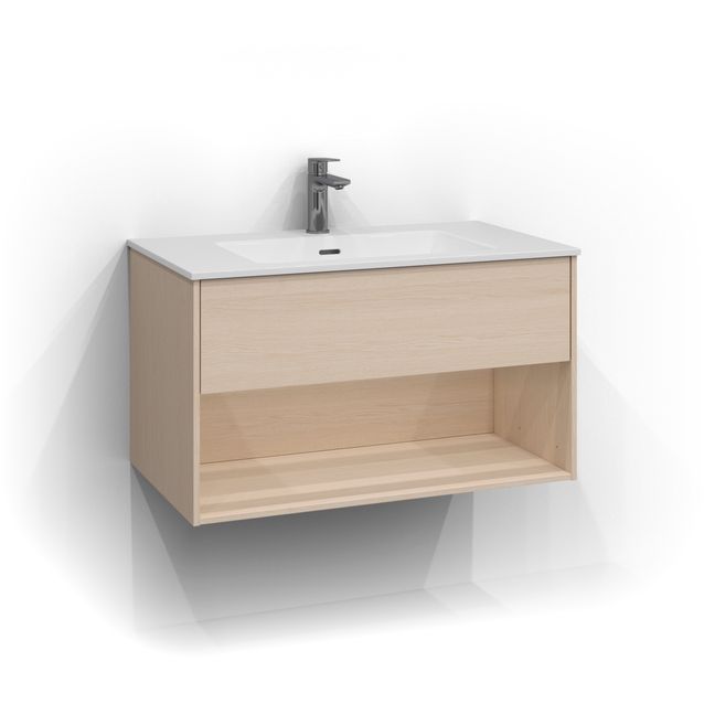 Allaskaappi Svedbergs Epos Sileä 80x45cm vaalea saarni 1 ltk avohylly push open