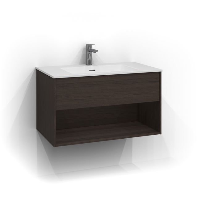 Allaskaappi Svedbergs Epos Sileä 80x45cm tumma saarni 1 ltk avohylly push open