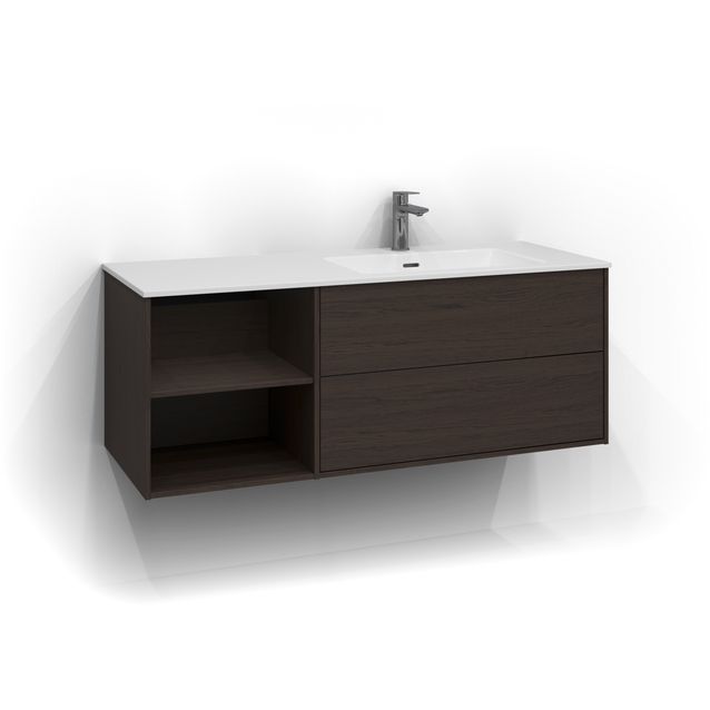 Allaskaappi Svedbergs Epos Sileä 120x45cm tumma saarni 2+0 ltk avohylly oikea