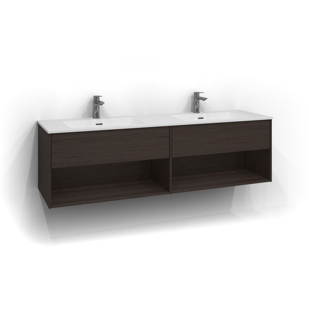 Allaskaappi Svedbergs Epos Sileä 160x45cm tumma saarni 1+1 ltk avohylly