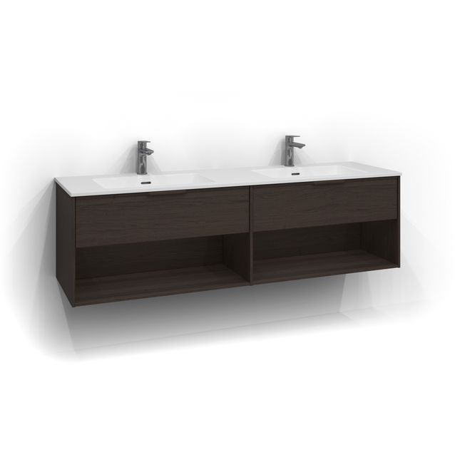 Allaskaappi Svedbergs Epos Relief 160x45cm tumma saarni 1+1 ltk avohylly integroitu vedin