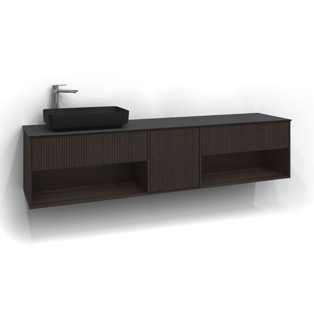 Allaskaappi Svedbergs Epos Rand 200x45cm tumma saarni 1+1+1 ltk avohylly