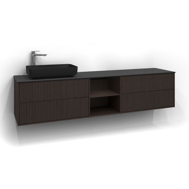 Allaskaappi Svedbergs Epos Rand 200x45cm tumma saarni 2+0+2 ltk avohylly