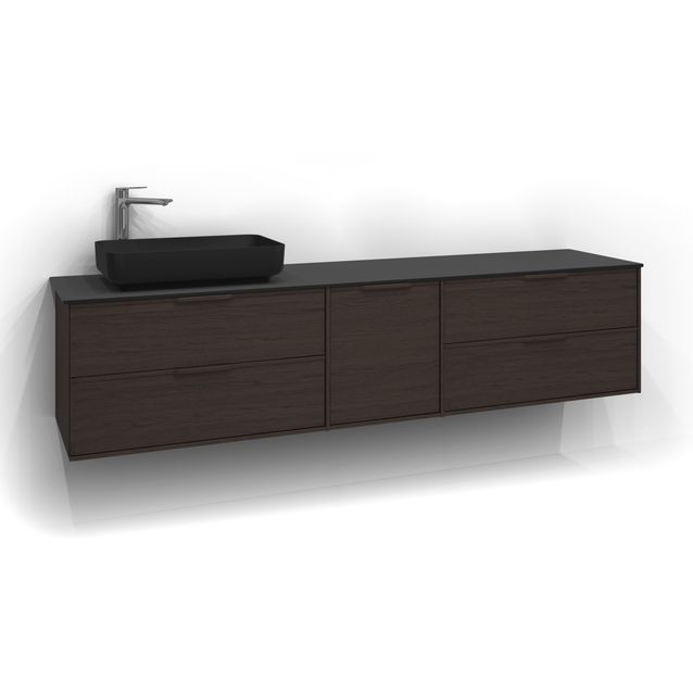 Allaskaappi Svedbergs Epos Relief 200x45cm tumma saarni 2+1+2 ltk integroitu vedin