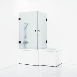 Suihkunurkka kylpyammeelle Svedbergs 180° 830x830 mm musta profiili huurrelasi