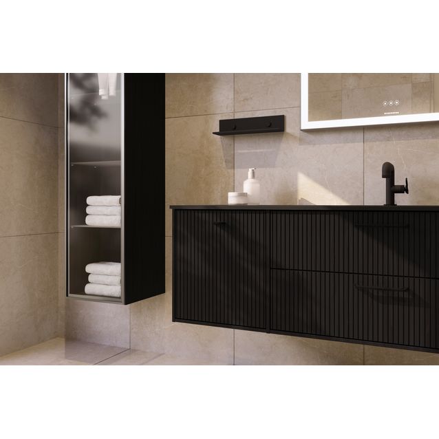 Korkean kaapin lasiovi Svedbergs 160x35 cm matta alumiini/kirkas lasi